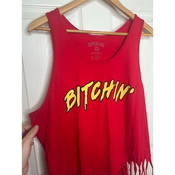 Superluxe Hulk Hogan Women's Red Tank Top Cut Fringe Bottom Size Large - Picture 5 of 8